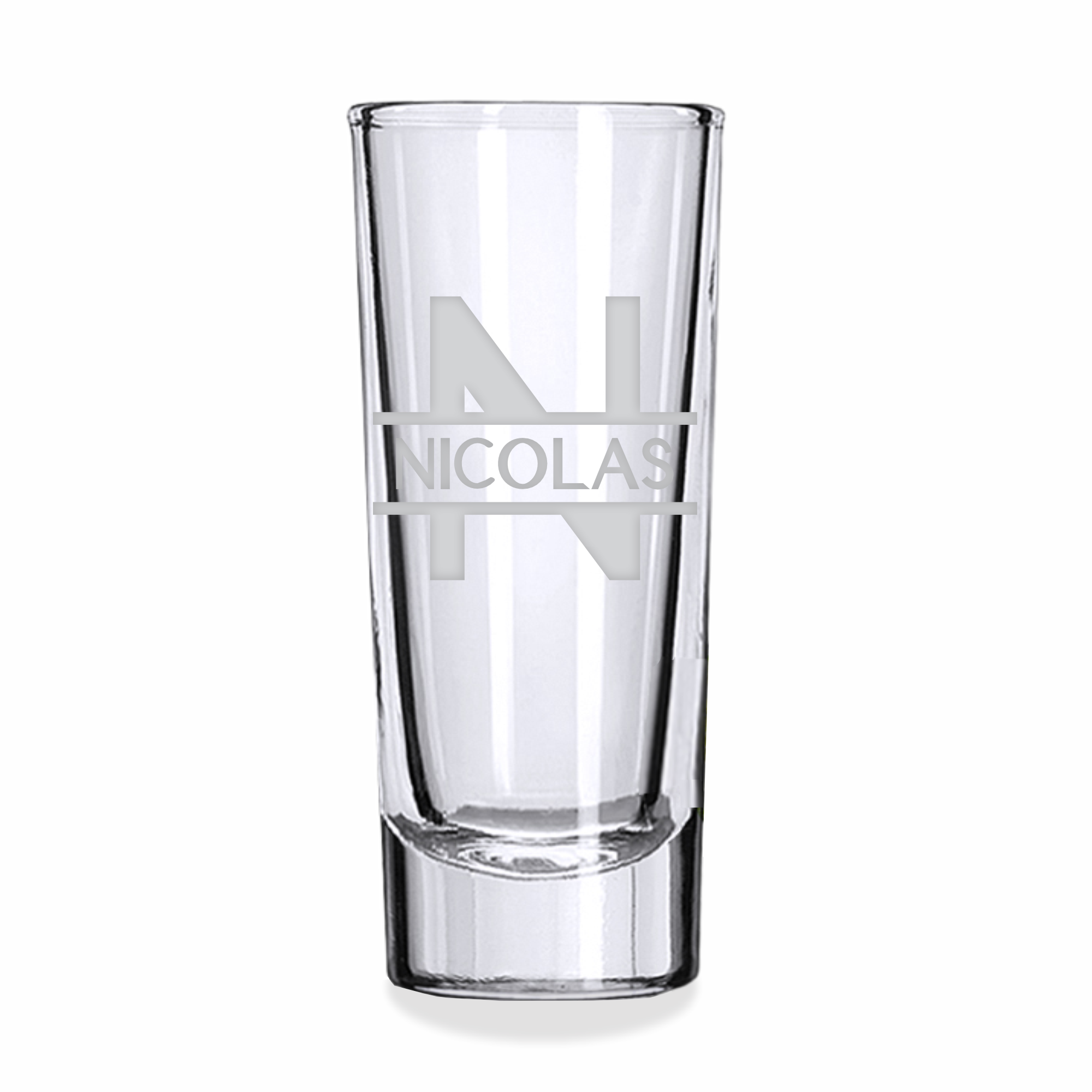 Split Monogram | Personalized 2oz Tall Shot Glass